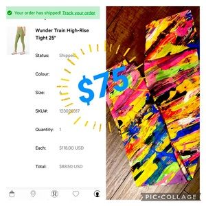 Wunder Under LuluLemon Size 4 25” Kaleidoscope